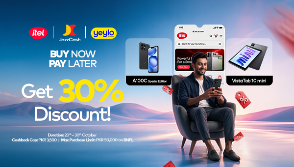 Get 30% Off on itel Phones & Devices with JazzCash & Yeylo Buy Now Pay Later!