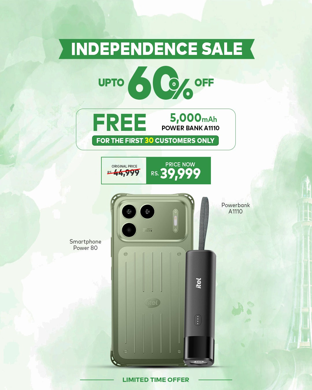 itel Power 80 + Powerbank A1110 | Independence Sale